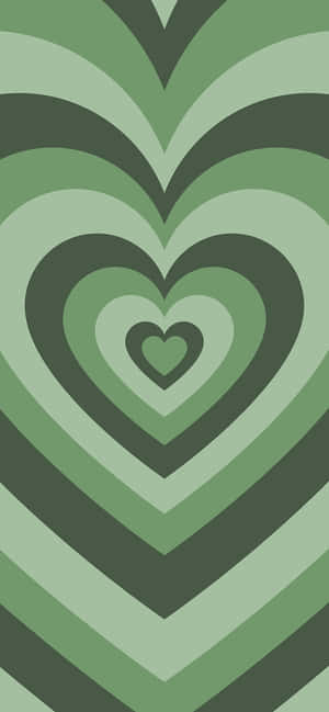 Cute Sage Green Concentric Hearts Wallpaper