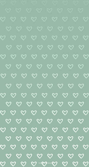Cute Sage Green Hearts Pattern Wallpaper