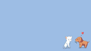 Cute Simple Cat And Dog Wallpaper