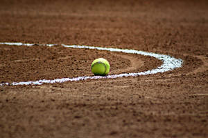 Cute Softball In White Line Wallpaper