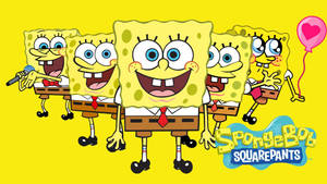 Cute Spongebob Faces In Five Expressions Poster Wallpaper