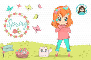 Cute Spring Cartoon Art Wallpaper