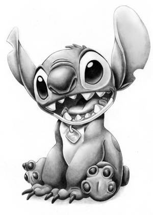 Cute Stitch Ink Art Iphone Wallpaper