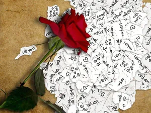Cute Valentine's Day Rose Notes Wallpaper