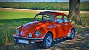 Cute Vintage Red Volkswagen Wallpaper