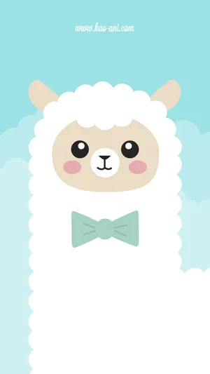 Cute White Alpaca Art Wallpaper