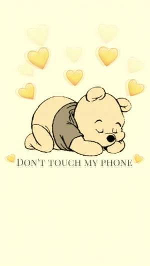 Cute Winnie The Pooh Iphone Don't Touch Phone Wallpaper