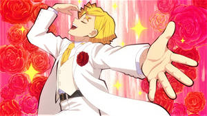 Cute Zenitsu Singing In White Suit Wallpaper