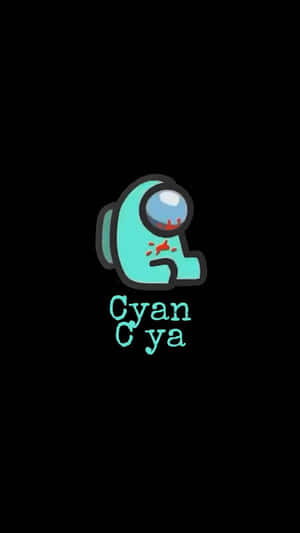 Cyan Among Us Character Wallpaper