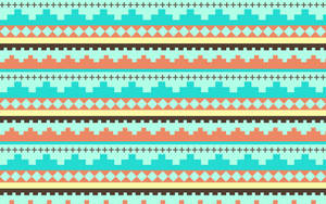 Cyan Blue Tribal Pattern Wallpaper
