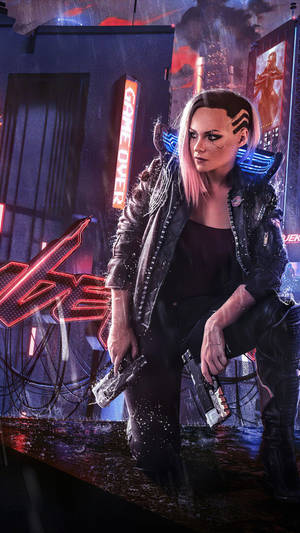 Cyber Girl V Cyberpunk 2077 Iphone Wallpaper