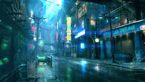 Cyberpunk City Aesthetic Rain Wallpaper