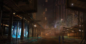 Cyberpunk City Quiet Streets Wallpaper