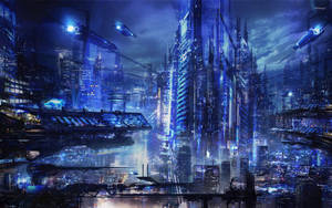 Cyberpunk City Realistic Art Wallpaper