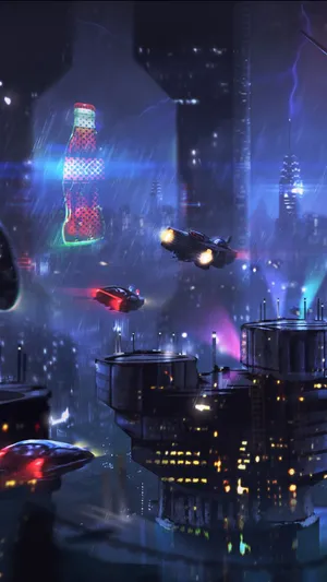 Cyberpunk Iphone Spaceships Wallpaper