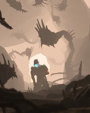 Cyborg, Cave, Fiction, Sci-fi, Art Wallpaper