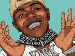 Dababy Cartoon Showing Off Necklace Wallpaper