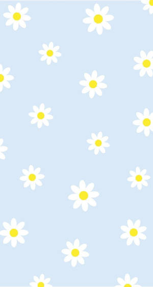 Daisy Iphone Patterns On Pastel Blue Wallpaper