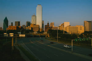 Dallas Skyline Faded Blue Sky Wallpaper