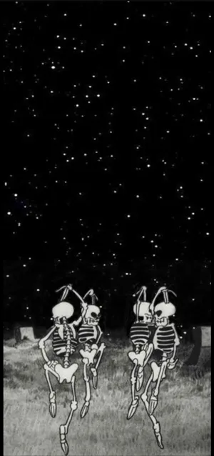 Dancing Group Skeleton Aesthetic Night Sky Wallpaper