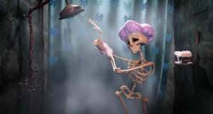 Dancing Skeletonin Purple Hat Wallpaper