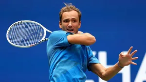 Daniil Medvedev In An Intense Tennis Match Wallpaper