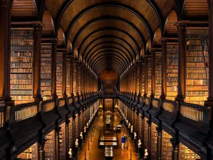 Dark Academia Ireland Library Wallpaper