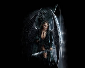 Dark Angel With Sword Wallpaper
