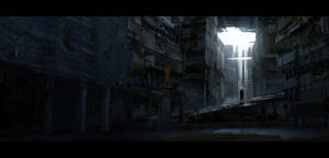 Dark Anime Dystopian City Wallpaper