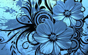 Dark Blue Background Artistic Vector Flowers Wallpaper