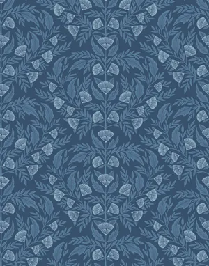 Dark Blue Contemporary Leaves Wallpaper