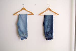 Dark Blue Denim Jeans On Hanger Wallpaper