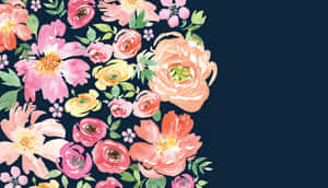Dark Blue Floral Nice Desktop Wallpaper