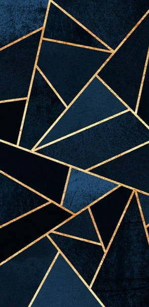 Dark Blue Gold Geometric Pattern Wallpaper