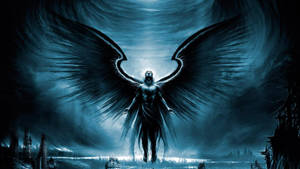 Dark Blue Gothic Angel Wallpaper
