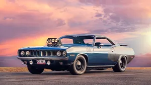 Dark Blue Plymouth Barracuda Wallpaper