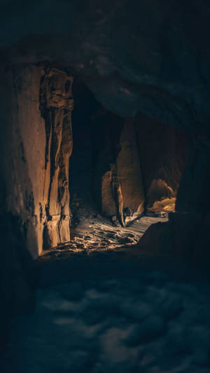 Dark Cave With Light Wallpaper