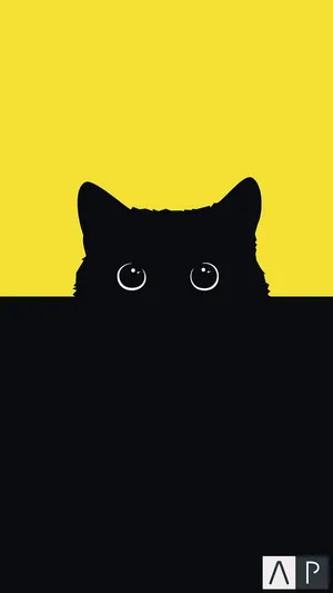 Dark Cute Cat Yellow Dark Wallpaper