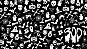 Dark Cute Halloween Symbols Wallpaper