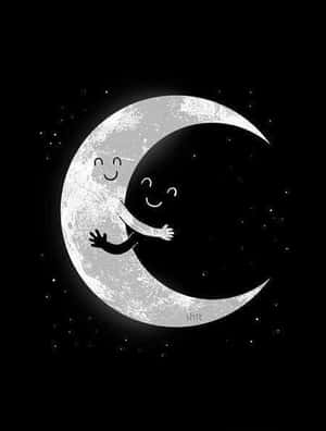 Dark Cute Moon Hugging Wallpaper