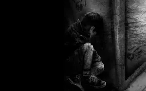 Dark Depressing Alone Boy Charcoal Art Wallpaper