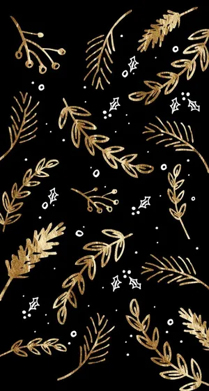 Dark Floral Gold Accentsi Phone Wallpaper Wallpaper