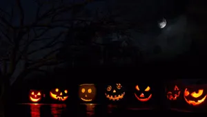 Dark Halloween Pumpkin Faces Wallpaper