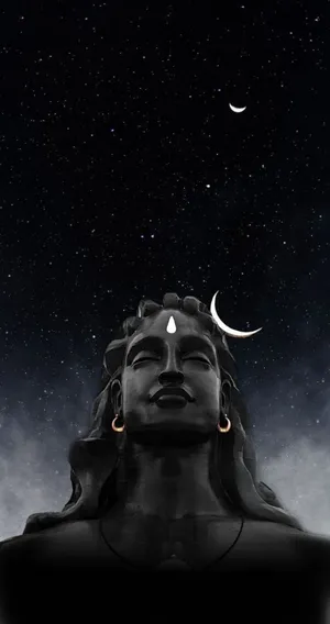 Dark Mahadev Bust Under Starry Sky Hd Wallpaper