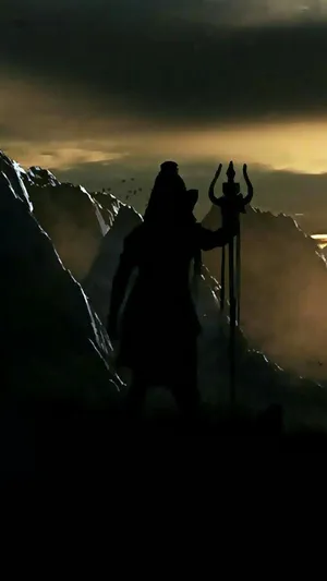 Dark Mahadev Standing Over Mountains Hd Wallpaper