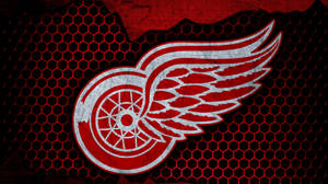 Dark Metallic Detroit Red Wings Logo Wallpaper