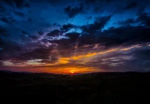 Dark Mountain Orange Sunrise Wallpaper