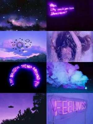 Dark Neon Purple Aesthetic Moodboard Wallpaper