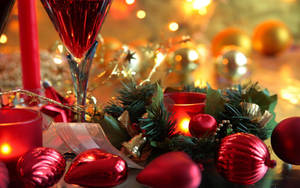 Dark Pink Festive Christmas Decorations Close Up Shot Wallpaper