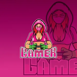 Dark Pink Hooded Girl Gamer Logo Wallpaper